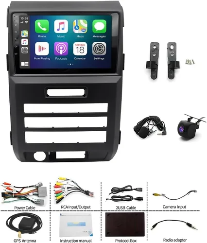 Miniatura 6 de Android 13 Estéreo de coche para Ford F150 F-150 2009 2010 2011 2012 2013 2014 con Carplay inalámbrico Android Auto 9 '' pantalla táctil 2G+32G