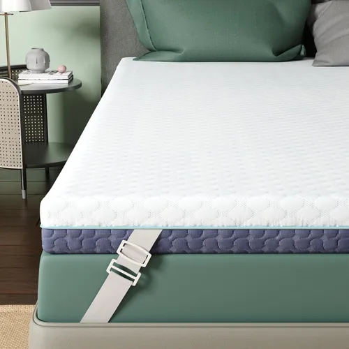 Releep Cubrecolchón firme de 3 pulgadas tamaño matrimonial XL, cubrecolchón de espuma viscoelástica con opciones suaves y firmes para aliviar el