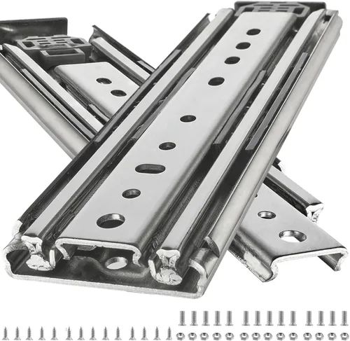 Toboganes de cajones resistentes de 2.94 pulgadas, capacidad de 500 libras, rodamiento de bolas de extensión completa, deslizadores de cajones