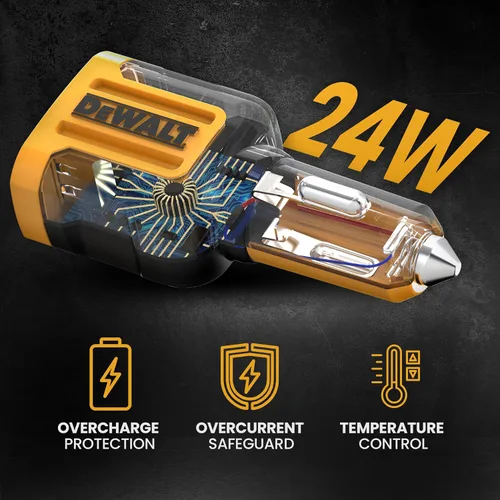 Miniatura 4 de DEWALT Adaptador de Carga de Coche USB 24W de Servicio Pesado, Adaptador de Encendedor de Cigarrillos Cargador USBA, Adaptadores de Encendedor