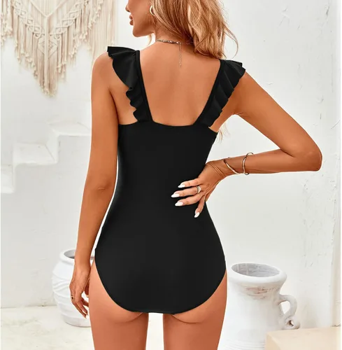 Miniatura 2 de TcIFE Traje de baño de una pieza para mujer, con control de abdomen, volantes, cuello en V, push up, monokinis