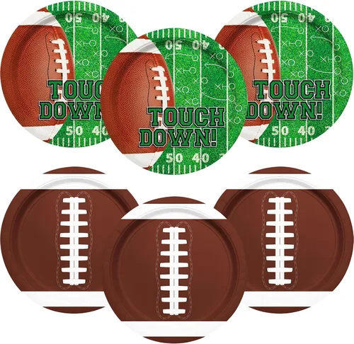 Kit de suministros para fiestas de fútbol – Sirve a 48 invitados con platos de papel de 9 pulgadas para fiesta de cumpleaños de fútbol, día de