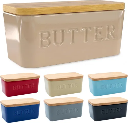 Miniatura 16 de PriorityChef Plato de Mantequilla Extra Grande con Tapa para Encimera, Envase de Mantequilla de Cerámica con Cubierta Hermética, Soporte