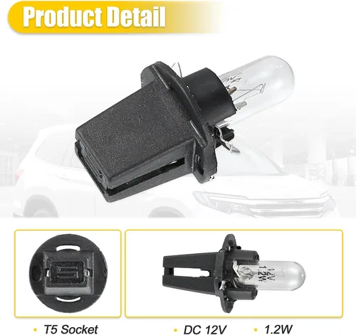 Miniatura 6 de X AUTOHAUX 5pcs DC 12V 1.2W T5 Dashboard Light Blub Amarillo para Coche Interna con Twist Socket