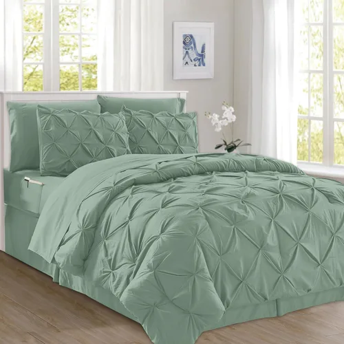 Miniatura 23 de Elegant Comfort Juego de edredón con pliegues pinzados de 8 piezas - Cama completa en una bolsa para todas las estaciones, incluye juego de sábanas