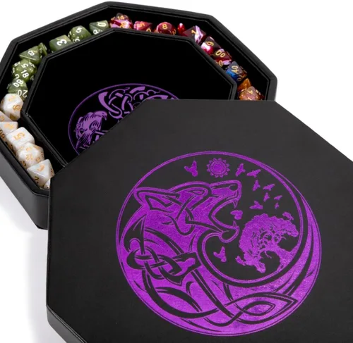 Miniatura 15 de DND Bandeja de dados – Bandeja de 9 pulgadas de calidad prémium Dungeons and Dragons – Exquisitamente detallado diseño de árbol del mundo azul