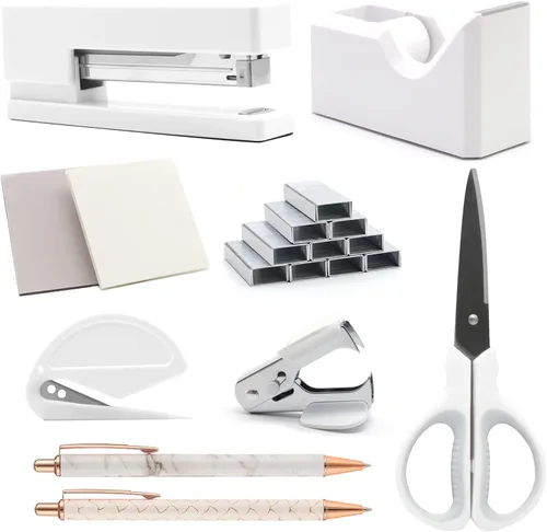 Miniatura 9 de Organizadores y accesorios de escritorio negros, juego de 12 piezas de suministros de oficina con soporte para bolígrafos, soporte de cinta