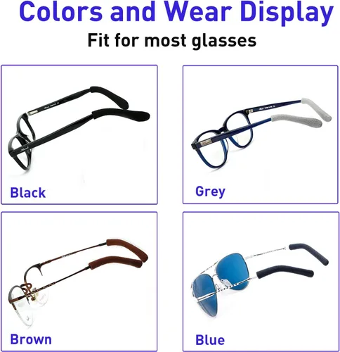 Miniatura 5 de Cojines para las orejas para lentes con tela de algodón, puntas de retenedor de gafas de punto suave, almohadillas elásticas antideslizantes