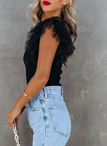Miniatura 3 de SHEWIN Camisetas de verano para mujer 2024 con cuello redondo y manga corta, estilo casual, corte ajustado