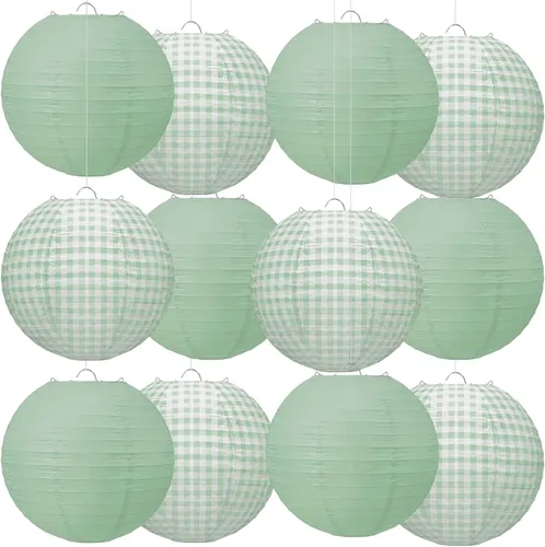 Miniatura 13 de Honoson 12 linternas de papel de composición para el regreso a clases, decoraciones de fiesta colgantes redondas de 10 pulgadas para aula, oficina