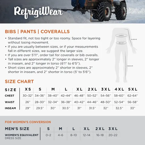 Miniatura 5 de RefrigiWear PolarForce - Overol de babero cálido, aislado, calificación de comodidad de -40F