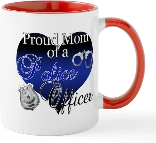 Miniatura 65 de CafePress Taza de café de cerámica de 11 oz (11.0 fl oz) de Police Mom