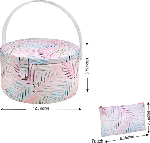 Miniatura 5 de SINGER Cesta de Costura Grande Redonda Premium con Bolsa de Cremallera a Juego y Kit de Costura de Emergencia 30% Más Volumen de Almacenamiento