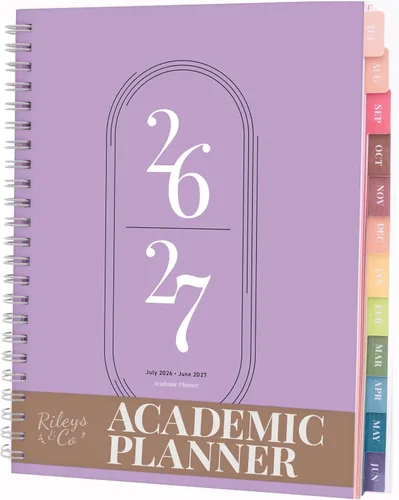 Rileys - Agenda académica 2026-2027, agenda diaria, semanal y mensual, julio de 2026 a junio de 2027, páginas de notas para estudiantes,