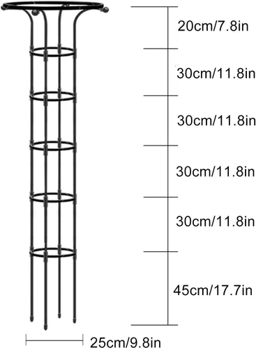 Miniatura 2 de Enrejado de obelisco de jardín para plantas trepadoras, enrejado de exterior e interior para plantas en maceta, paraguas vertical de metal