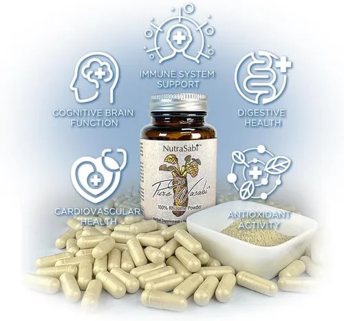 Miniatura 2 de PureSabi - Polvo de rizoma de wasabi de grado nutracéutico en cápsulas veganas - de plantas de Wasabia Japonica cultivadas orgánicamente