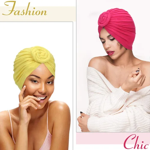 Miniatura 4 de SATINIOR 6 piezas de turbante africano con nudo de flor pre-atado para mujer
