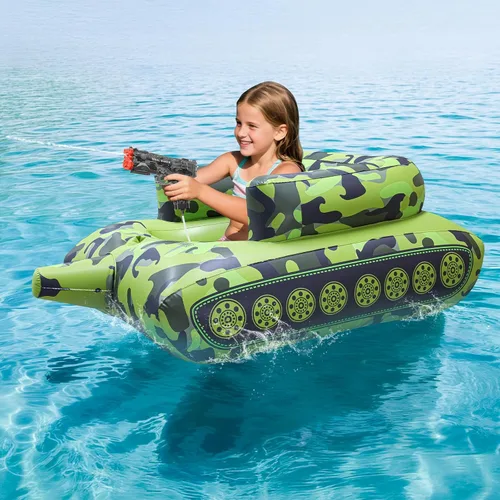 Pistola de agua eléctrica automática con flotadores de piscina, divertidos flotadores inflables de piscina para fiesta en la piscina, con potentes