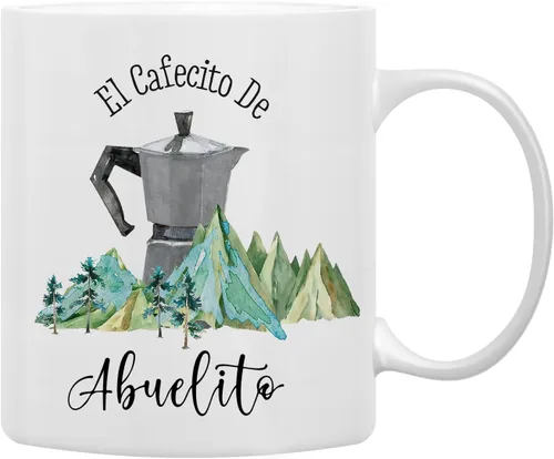 QASHWEY Abuelito - Taza de café para abuelo, regalo de Abuelito, regalo para abuelo, taza de café y té, regalos para AbuelitoSpanish GrandpaPapa, El