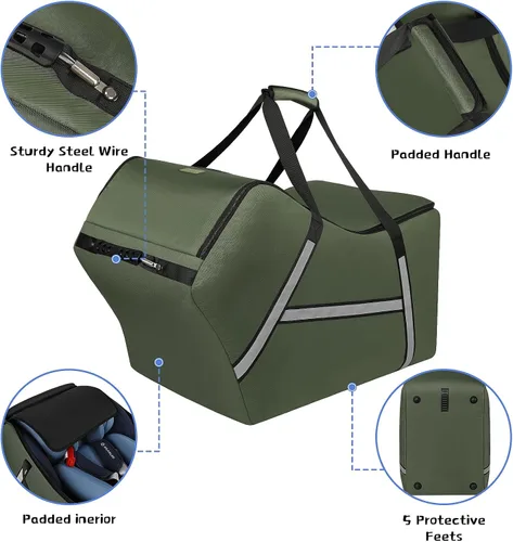 Miniatura 2 de Bolsa de viaje para asiento de carro infantil para avión, compatible con todos los asientos de carro Nuna Pipa y base, Chicco KeyFit 30 y base, Verde