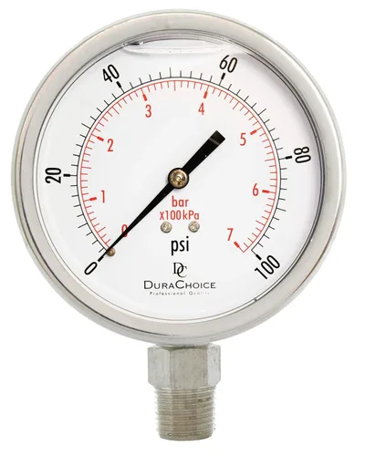 Miniatura 11 de Medidor de presión de acero inoxidable lleno de aceite de 4" - 1/2" NPT montaje inferior 1000PSI