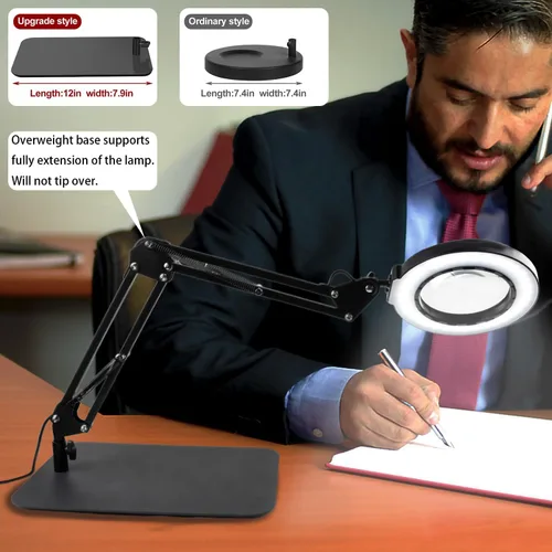 Miniatura 7 de 12 lupas con luz y soporte, lupa con luz manos libres, 2 en 1 y 5 modos de color con luz LED, lámpara de lectura de aumento para manualidades