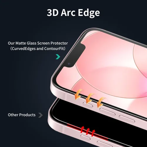 Miniatura 9 de Paquete de 2 protectores de pantalla de vidrio mate para iPhone 17e/16e/13 Pro/13/14, película de vidrio templado mate antirreflejos, antihuellas