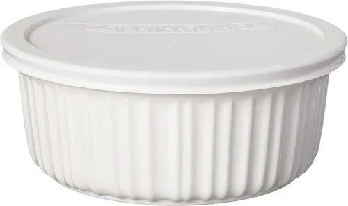 Miniatura 5 de CorningWare French White - Juego de 7 piezas de utensilios de cerámica para hornear con tapas, plato para hornear de gres resistente a astillas