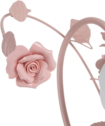 Miniatura 4 de Lámpara de mesa de vidrio esmerilado con flores, lámpara de mesa auxiliar con cable enchufable, mesita de noche, lámpara decorativa de noche