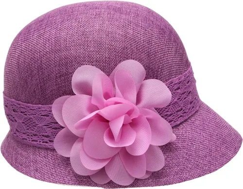 Miniatura 2 de Epoch - Gorro de lino estilo Gatsby, con lazo y flor para mujer