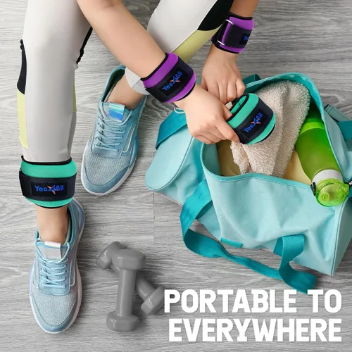 Miniatura 5 de Yes4All Par de pesas para muñeca y tobillo de 1 libra a 10 libras, correa ajustable para caminar, trotar, pilates, gimnasio, entrenamiento de D. Par