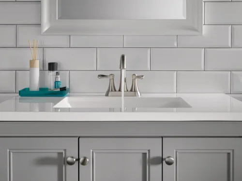 Miniatura 7 de Delta Faucet Esato Centerset - Grifo de baño de níquel cepillado, montaje de drenaje incluido, níquel cepillado SpotShield 25897LF-SP Spotshield