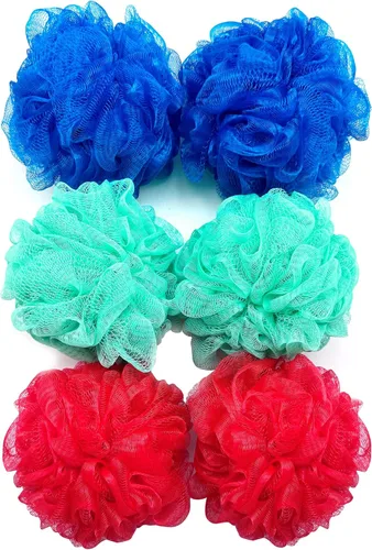 Amazon Basics Esponja de baño y ducha tipo loofah, multicolor, paquete de 6