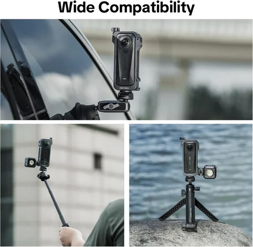 Miniatura 5 de PGYTECH Jaula para cámara Insta360 X4 Air, funda protectora de aleación de aluminio con perilla de liberación rápida, soporte de zapata fría