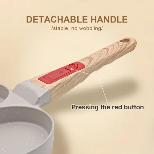 Miniatura 4 de RANX INGST Sartén para huevos de inducción, sartén antiadherente para panqueques de 4 tazas con mango desmontable, sartén para hamburguesas, sartén