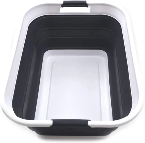 SAMMART Cesta de lavandería de plástico plegable de 42L (11 galones) - Contenedor de almacenamiento plegable emergente - Tina de lavado portátil -