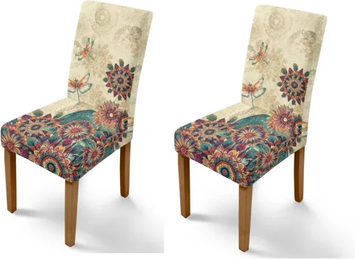 Miniatura 13 de Rnyleeg Red Rose Butterfly Chair Covers for Living Room No Arms Stretch Dining Chair Covers Set of 6 Soft Washable Kitchen Chair Protector Cover