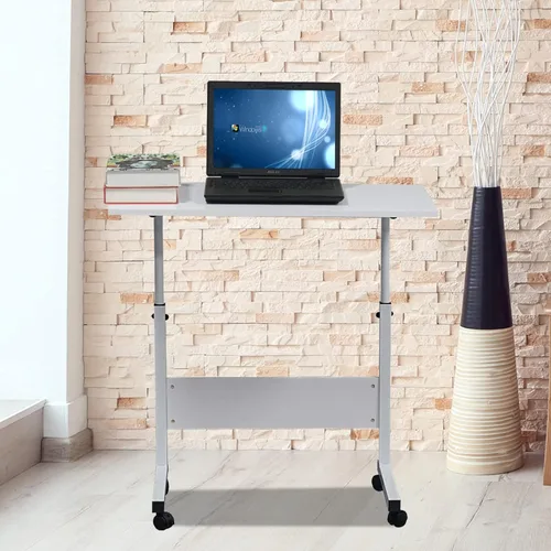 Miniatura 2 de Mesa auxiliar con ruedas, mesa auxiliar de aperitivos con ruedas, mesa auxiliar móvil de altura ajustable, estación de trabajo portátil, mesa