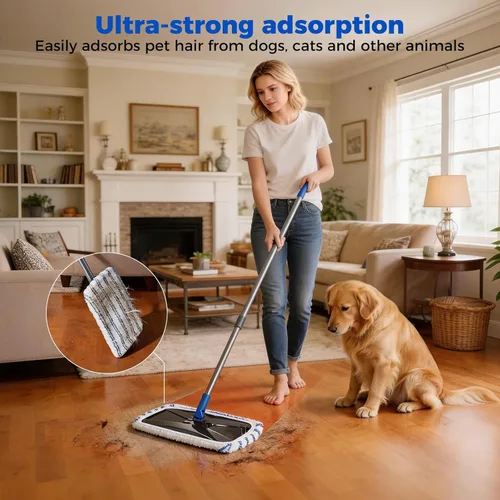 Miniatura 5 de Masthome Trapeador de microfibra extra grande para limpieza de pisos, trapeador plano de 16 pulgadas con 5 almohadillas para uso húmedo y seco, mopa