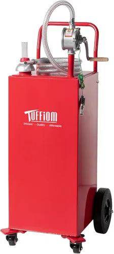 Miniatura 13 de TUFFIOM Carrito de gas portátil de 30 galones con ruedas giratorias, tanque de almacenamiento de combustible, lata diésel de gasolina con bomba