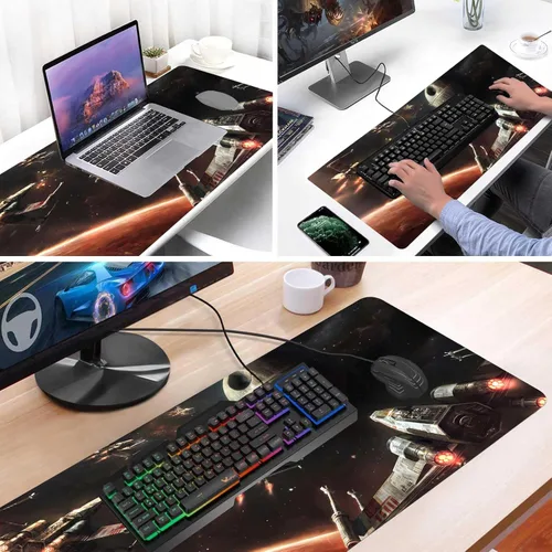 Miniatura 4 de Alfombrilla de mouse XXL grande para juegos, alfombrilla de mouse con marco de borde cosido y base de goma antideslizante, alfombrilla de escritorio