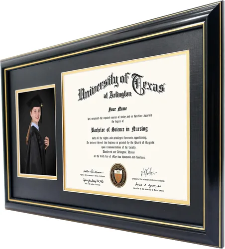 Miniatura 3 de GraduationMall Marco de fotos y diploma negro de 11 x 19 pulgadas para certificado de 8.5 x 11, imagen de 5 x 7, vidrio templado, paspartú doble