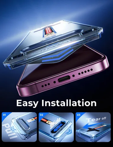 Miniatura 4 de MAGIC JOHN - 2 protectores de pantalla de vidrio templado para iPhone 16 (6.1) pulgadas, privacidad, eliminación automática de polvo, sin burbujas