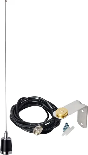 Antenas HYS para aficionados Antena de doble banda NMO de 20 pulgadas VHF 144/UHF 430MHz Montaje en forma de L NMO Antena de radio móvil con soporte