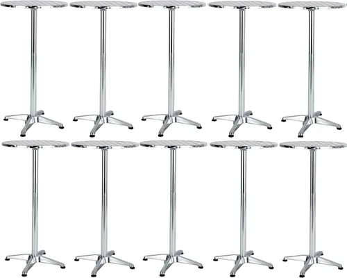 Miniatura 11 de BTEXPERT Juego de 2, Mesa redonda de aluminio para interiores y exteriores de 23.75" de altura de barra de restaurante de 44" de altura fija