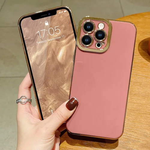 Miniatura 7 de Lafunda Diseñada para iPhone 13 Pro, fundas lujosas con chapado lindo para mujeres y niñas, elegante borde dorado, a prueba de golpes, TPU con funda