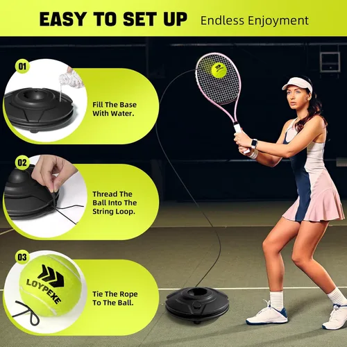Miniatura 4 de Juego de entrenador de tenis con cuerda para entrenamiento de tenis solo, equipo de práctica de varias pelotas de rebote de repuesto