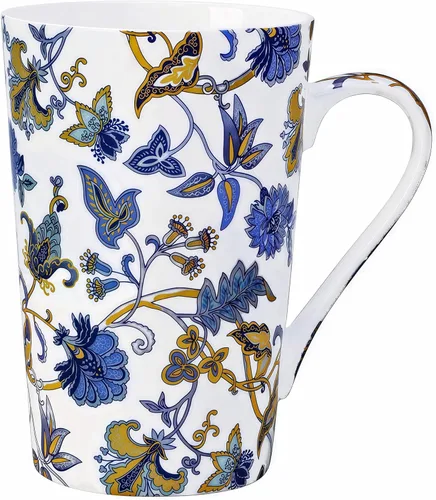 Taza de café de porcelana de hueso, taza de café alta, taza de té floral de 14 onzas, taza de café alta, regalos para mujeres y madres, regalos de