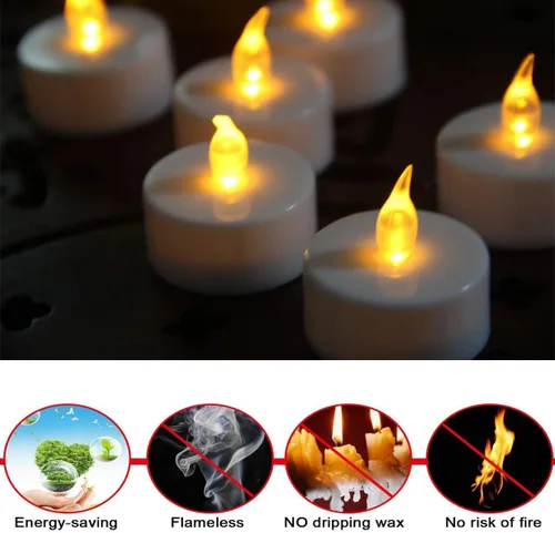 Miniatura 5 de YIWER Velas LED de té de 200 horas, paquete de 50 bombillas parpadeantes realistas, funciona con pilas, para celebración de festivales de temporada
