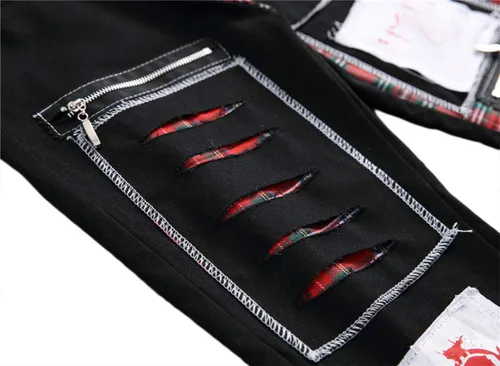 Miniatura 176 de Baylvn - Pantalones de mezclilla entallados y estampados para hombre con corte recto